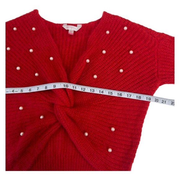 NOBO No Boundaries Women SZ M (7-9) Red Twisted Pearl Ribbed Crop Sweaters - Picture 6 of 11